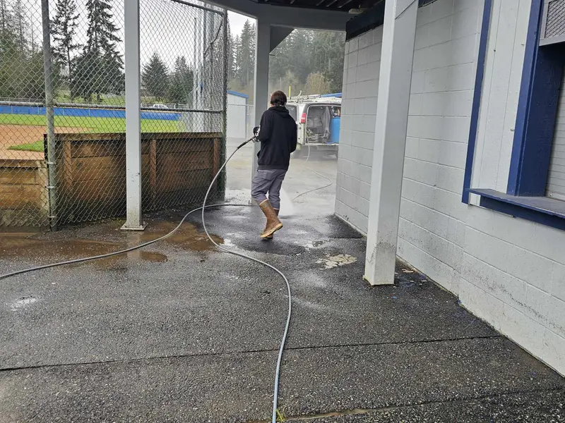 Tim from Brisk Pressure Washing on the job